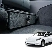 Underseat Console Safe Vault - KEREN Console Gun Safe Box Compatible with Tesla Model Y 2021-2023, 4-Digit Combination Lock