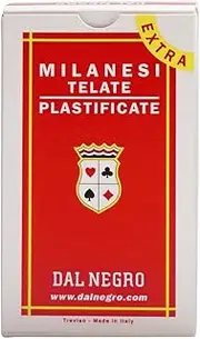 Dal Negro Milanesi 41 Extra 014007 Italian Regional Playing Cards, Red Case - Deck of 40 Cards [ Italian Import ]