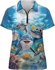 [WELLFLYHOM] Golf Shirts Short Sleeve Tennis Tops for Women Golf Top 1/4 Zip Workout Sport T-Shirt