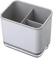 Kitchen Cutlery Drainer Basket, Multifunctional Storage Holder Box with Compartments, Grey