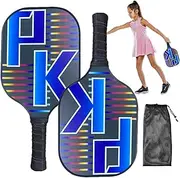 Pickle Ball Racket Family Set,2X Pickle Ball Sport Racket - Lightweight Fiberglass Paddles, Pickle Ball Paddle, Sports Pickle Ball Paddle, Lightweight Pick Rackets for Men Outdoor