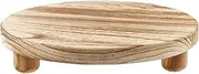 10" Round Wooden Planter Stand Plant Riser Indoor Flower Pot Holder Tray Decorative Cake Stand Pedestal Table for Garden Desktop Display