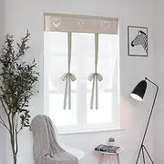 SIMPVALE 1 x Roman Blind Curtain - Embroidery Roman Blind Shade - Transparent Curtains Tulle Panels Window Cover for Bedroom, Bathroom, Kitchen, Light Brown, Width 80 cm/Height 120 cm