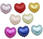 200 Acrylic Half Pearl Flatback Heart Cabochons 10mm Ribbon Pattern