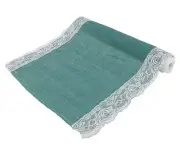 16" x 88" Steel Blue Lace Table Runner for weddings, parties or home decor