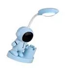 (Blue)Desk Lamp Versatile Foldable Spaceman Look Soft Light USB Bedside C