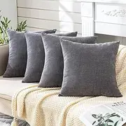 [GAWAMAY] Decorative Square Throw Pillow Covers 18"x18" Inch Set of 4, Super Soft Chenille Pillows Cover Fall Pillowcase for Living Room Bedroom Sofa Couch Cushion Cover Grey 45x45cm (No Insert)