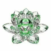 3 inch Green Hue Reflection Crystal Lotus with Gift Box USA Seller!