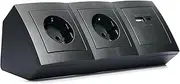 Socket Block 3-Way & 1x USB-A 5V/2.1A & USB-C 3.0 18W 5V/3A | Construction Socket Strip Corner Socket Table Socket Base Socket | 230 V / 16 A | & 15 cm Cable | IP20 | 3600W