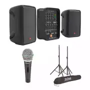 JBL EON208P Personal PA System with 8-Channel Mixer with Mic and Stands