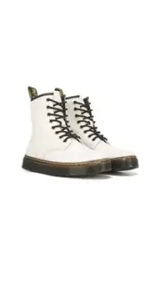 Dr. Martens Unisex Zavala White Smooth Leather Combat Boots Sz 7 W 6 M NEW