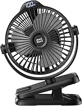 Minthouz Clip on Fan, 8000mAh USB-C Rechargeable Battery Operated Fan, 5 Speeds Portable Small Fan, Low Noise Desk Fan with Clip Ideal for Outdoor Camping/Stroller/Home/Office