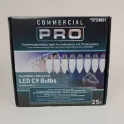 GEMMY Commercial Pro 25 Ct C9 Cool White LED String Christmas Light Bulbs E17