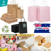 Reusable 100PCS BULK Kraft Paper Bags Brown Gift Shopping Carry Craft Retail Bag