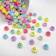 Chunky 12MM/15MM Pastel Colored Flat Round Smiley Face Beads