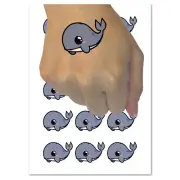 Sweet Kawaii Chibi Whale Temporary Tattoo Water Resistant Fake Body Art Set