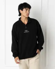 [Rip Curl] Rip Curl Men's Pill Icon 1/4 Zip Crewneck Sweatshirt in Black Size 2XL 2XL Black