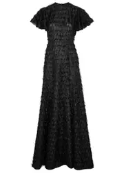 The Vampire's Wife Light Sleeper Fringed Organza Gown - Black - 12 (UK12 / M) 12 (UK12 / M)