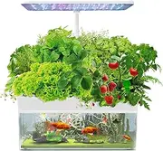 Hydroponics Growing System, 12 Pods Indoor Herb Garden with LED Grow Light, with Aquaponic Fish Tank,with Auto Timer,for Home Kitchen,Height Adjustable