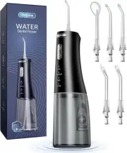 Water Dental Flosser 300ML Portable Oral Irrigator 4 Modes and 5 Jet Tips White
