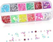 ARTIBETTER 12 Assortment Chunky Holographic Nail Glitter Manicure Decorations for Nail Art for Craft Projects Resin Epoxy