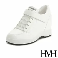 在飛比找momo購物網優惠-【HMH】復古經典綁帶魔鬼粘時尚內增高厚底休閒鞋(白)