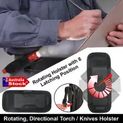 UNIVERSAL FIT LED TORCH KNIFE HOLSTER TACTICAL STRETCH POUCH ROTATING BELT CLIP