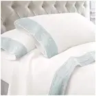 Kingtex 1500 Thread Count Crochet Lace Microfibre Sheet Set King Single Ice Blue