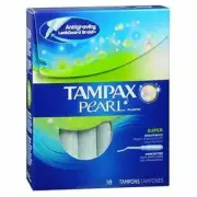 Tampax Pearl Super Absorbency Unscented Tampons Plastic Applicator 18 Ct 2 Pack