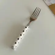 Polka Dot Stainless Steel Knife / Fork / Spoon Dessert Fork - Polka Dot - Black & White & Silver - One Size