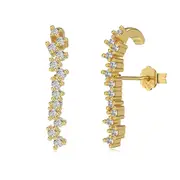 ANYCO Earrings 925 Silver Diamond Zirconia Stylish Ear Crawler For Women