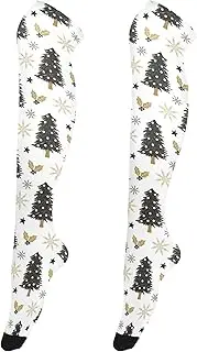 [Caihoyu] Women'S Socks Anti Slip Thigh High Socks Extra Long Socks Thighs High Socks for Daily Wear, Cosplay Christmas Pattern Tree Holly Snow Stars, Christmas Pattern Tree Holly Snow Stars