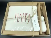 Rae Dunn Ceramic Christmas Trivet Cheese Board & Knife Set by Magenta HAPPY