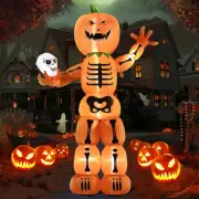 Deekom 8' Inflatable Skeleton Pumpkin with LED Lights for Outdoor Halloween Deco