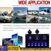 6 Gang 12V 24V Switch Panel ON OFF LED Toggle Rocker Dual USB Car Marine Boat RV (for: Subaru)