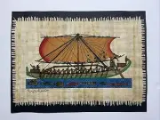 Vintage Egyptian Papyrus Hand Painted - King Khufu's Solar Ship 9x12”