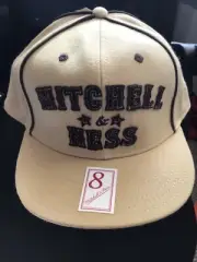 Mitchell & Ness Script Logo Fitted Size 8 Hat Cap - Tan And Brown