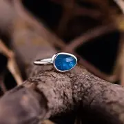 925 Sterling Silver CUt Neon Apatite Moonstone Ring , Neon Apatite Gemstone Ring