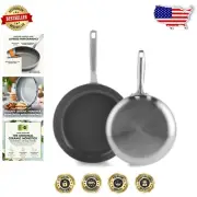 Elegant Induction-Compatible Fry Pan Set - 8" & 10" Premium Nonstick Skillets