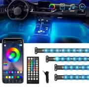 4-in-1 RGB LED Interior Strip Light Car Ambient Atmosphere Lighting APP Control