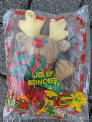 NEW Vintage Avon Jolly Reindeer Plush Christmas Stocking 15” SEALED 1988