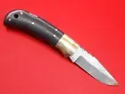 Random Pattern Damascus lock Back Hunting Folding knife Leather Sheath S904