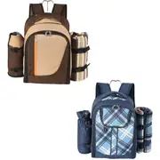 4 Person Picnic Backpack with Insulated Leakproof Cooler Bag