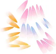 Baluue 24pcs Fake Nails Press on Nails Kit Purple Press Nails Bright False Nail Patch Neon False Nails & Accessories Full Cover Nails Tips Almond Abs Environmental Protection Material
