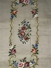 DRITZ Pre-Worked NEEDLEPOINT Handmade Portugal Flowers Floral Art 20” X 36”