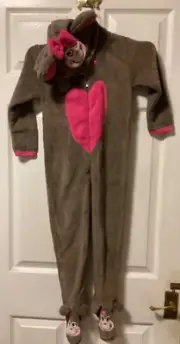 UNISEX KIDS FLEECE ALL IN ONE SLEEPSUIT LOUNGEWEAR MONKEY PYJAMAS 5-6 or 7-8 yrs
