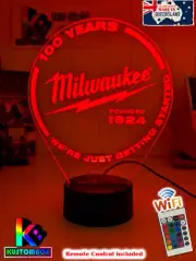 Milwaukee Mancave Shed Personalised Name 3D LED Night Light Lamp for Workshop