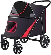 Pet Stroller Dog Stroller Cat Stroller Foldable Doggy Stroller for Medium Large Dogs, Pet Stroller with 4 Wheels, Mesh Window, Big Dog Walking Stroller Dog Pram Dog Cat(Color:B)