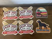Ron Jon surf shop sticker lot of six 4 x 4 inch 60th anniversary
