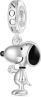 [GNOCE] Peanuts Snoopy Character Charms Peanuts Snoopy & Woodstock Cute Cartoon Character Charm S925 Sterling Silver Pendant Dangle Charms for Women Wife Jewelry Gifts